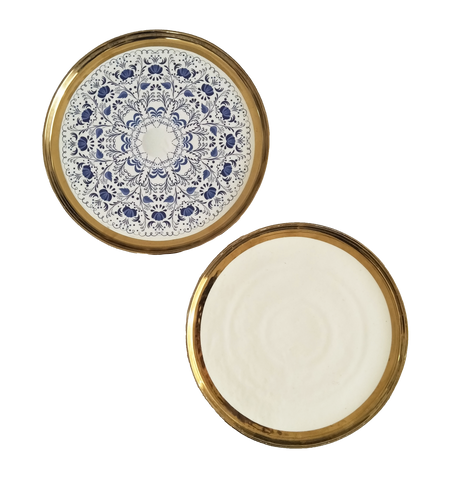 Gold Trim Round Plate/Tray