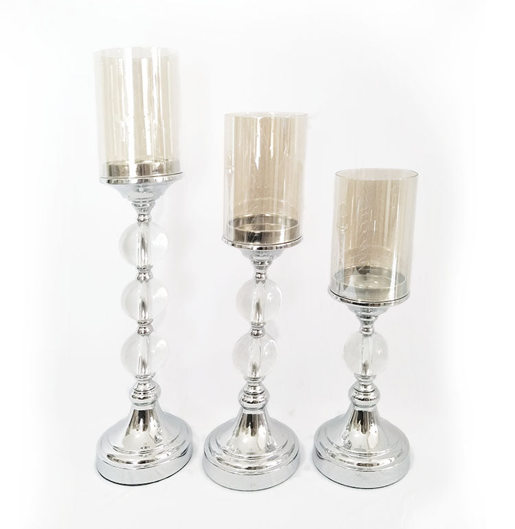 Silver Crystal Ball Candle Holder