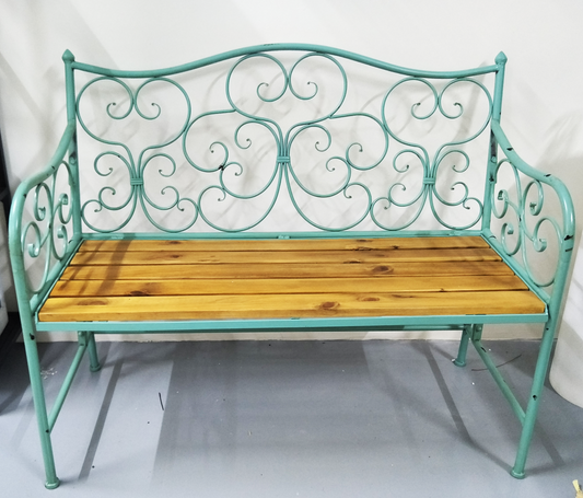 Rustic Green Garden Bench