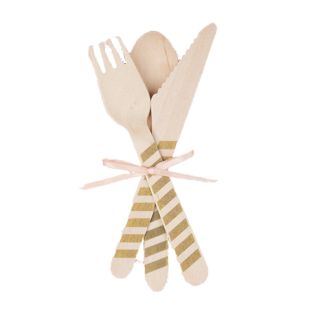 Gold Knife Wooden Cutlery