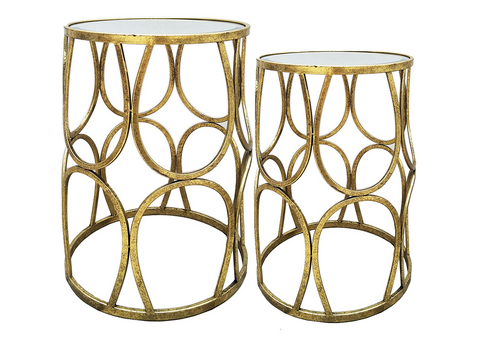 Gold Round Table with Mirror Top