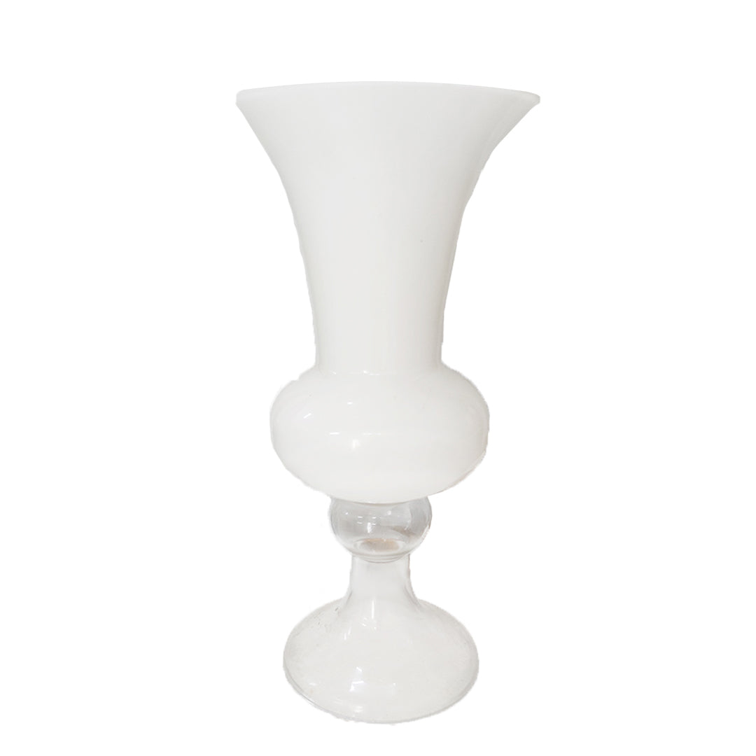 White Glass Trumpet Vase
