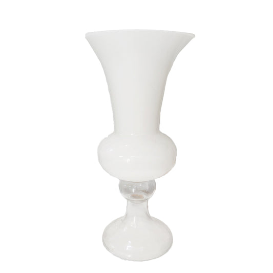 White Glass Trumpet Vase